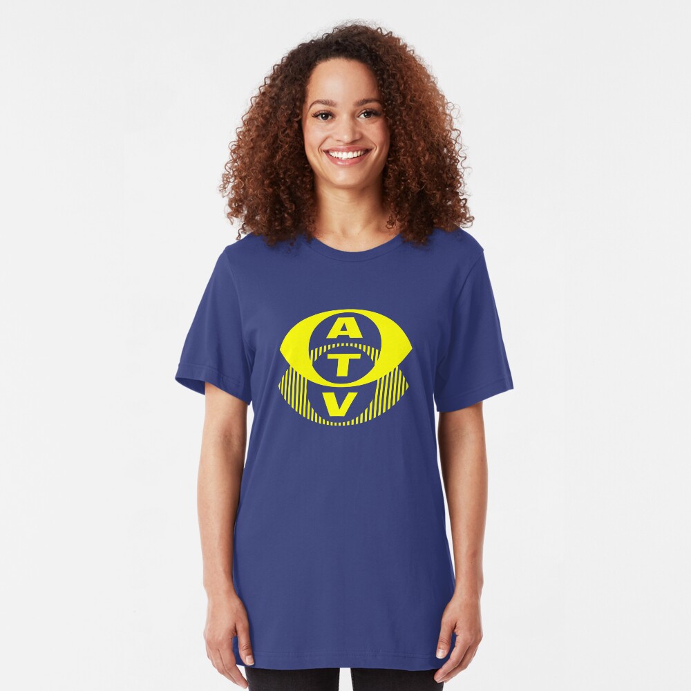 Retro TV ATV in a bright yellow Slim Fit T-Shirt