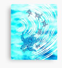 Popular Hawaiian Watercolor Ohana Honu Canvas Print