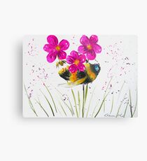 Bumble bee and Pink Flower Metal Print