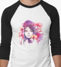 Orchid Mistress. Watercolor fashion illustration Men's Baseball ¾ T-Shirt