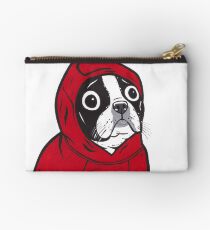 Boston Terrier in a Red Hoodie Studio Pouch