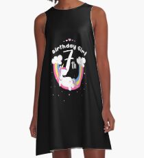 Unicorn 7th Birthday Girl - Gift For 7 Year Old Girl For 7th Birthday Girl A-Line Dress