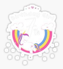 Unicorn 7th Birthday Girl - Gift For 7 Year Old Girl For 7th Birthday Girl Sticker