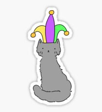 Jester Hat Blue Cat Sticker