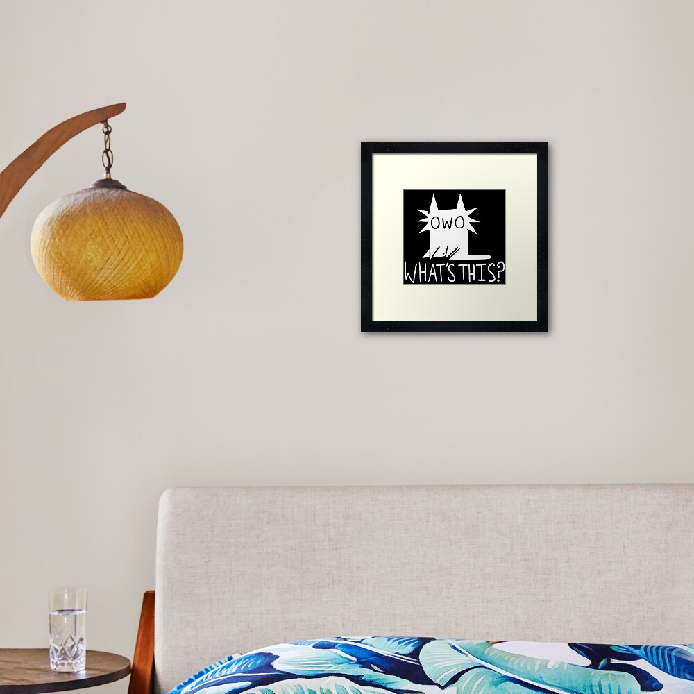 Gay OWO Cat (white text) Framed Art Print