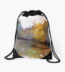Autumn on the Pond Drawstring Bag