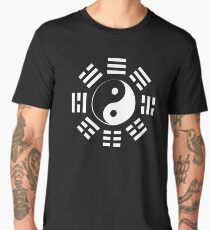 Yin Yang, I Ching, Martial Arts, Chinese, WHITE on BLACK Men's Premium T-Shirt