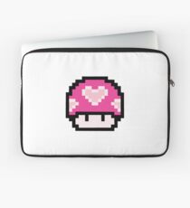 Pink Mushrooms with heart - 1 up Laptop Sleeve