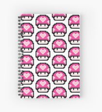 Pink Mushrooms with heart - 1 up Spiral Notebook