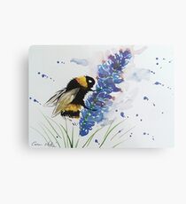 Bumble bee and Lavender Metal Print