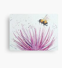 Bumble bee and Pink Flower Metal Print