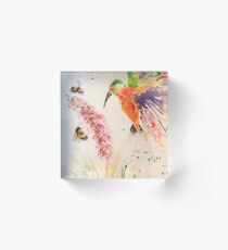 Kingfisher and Foxglove Acrylic Block