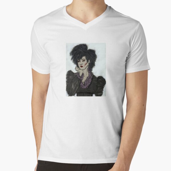 Illustrated Gothic Self-Portrait V-Neck T-Shirt