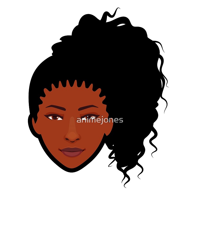 Natural Hair African American Woman Icon Curly Pony Tail By