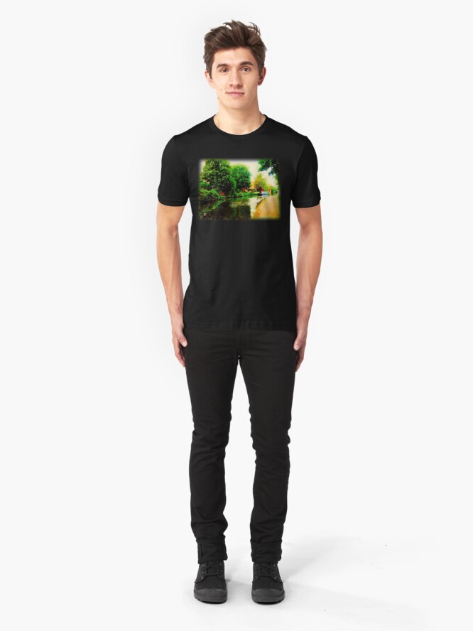 Alternate view of Along the canal...Nottingham in Watercolor Slim Fit T-Shirt