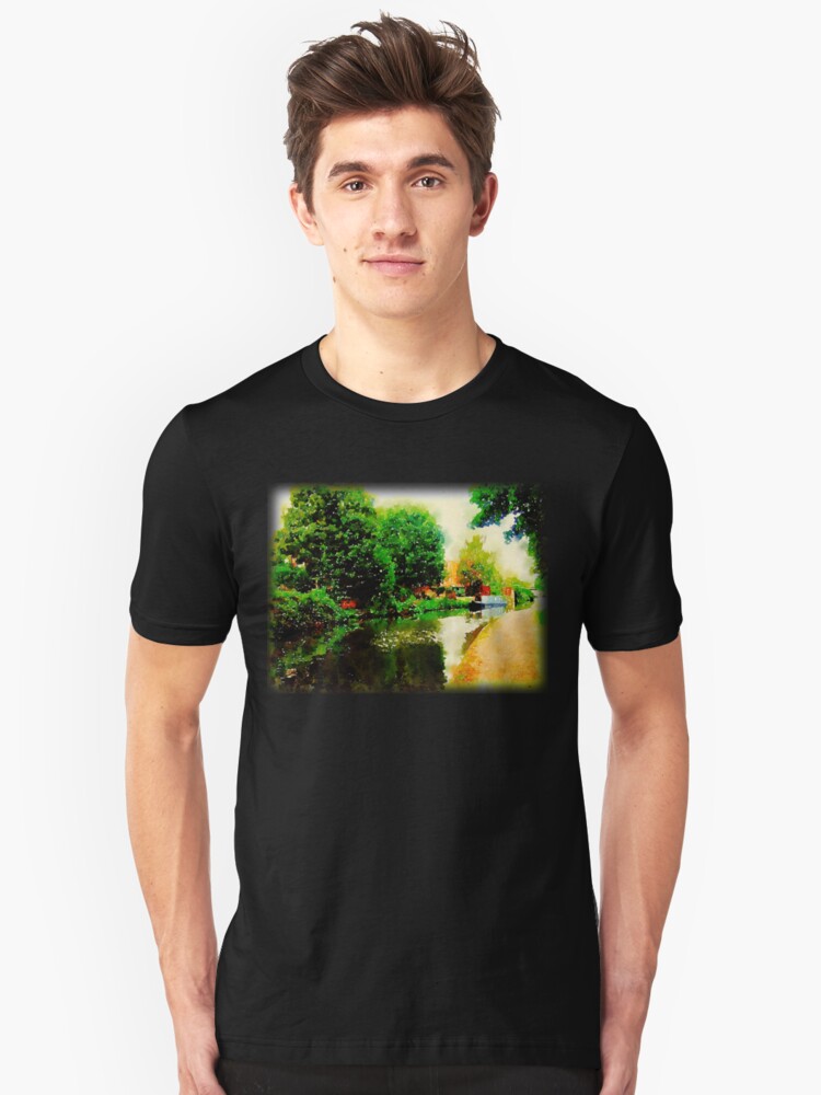 Alternate view of Along the canal...Nottingham in Watercolor Slim Fit T-Shirt
