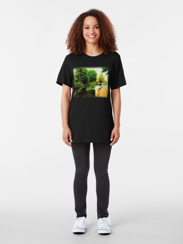 Alternate view of Along the canal...Nottingham in Watercolor Slim Fit T-Shirt