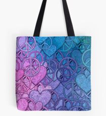 Peace and Love Collage Tote Bag