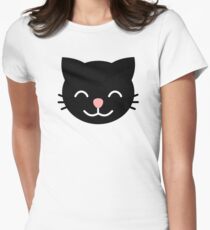 Black smiling Cat graphic Women's Fitted T-Shirt