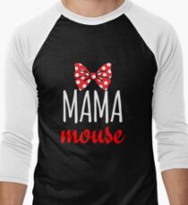 Mama Mouse Polka Dot Bow Men's Baseball ¾ T-Shirt