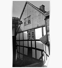 Half-timbered house in Stolberg / Harz in black and white Poster