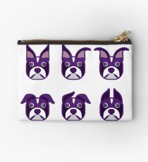 Boston Terrier Various Ears Purple Heads Studio Pouch