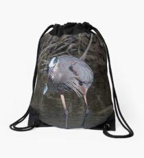 Blue Fish, Blue Bird Drawstring Bag