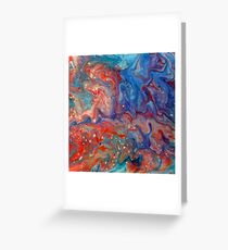 Fluid Abstract 18; Fire Meets Ocean Waves Greeting Card