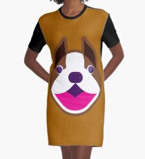 Happy Puppy Face Brownie Graphic T-Shirt Dress