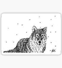 Wolf in Falling Snow Sticker
