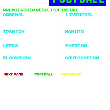 Leeds United 2020 Championship Table Retro Ceefax Design