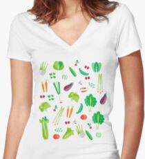 Long live the vegetables! Women's Fitted V-Neck T-Shirt
