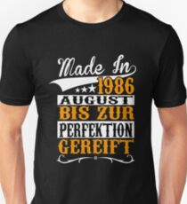 BIRTHDAY - AUGUST - 1986 - BORN - YEAR OF BIRTH - YELLOW Unisex T-Shirt