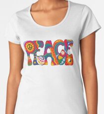 Camiseta premium de cuello ancho Paz Psicodélica