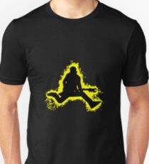 Guitarist jump yellow and black silhouette Unisex T-Shirt