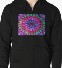 Bright and Colorful Stained Glass Window Mandala for Peace and Happiness Zipped Hoodie