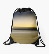 Yellow twilight beach sydney australia yellow black blue waves sea sand Drawstring Bag