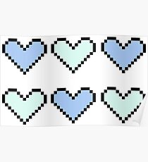 geeky pixel hearts in pastel Poster