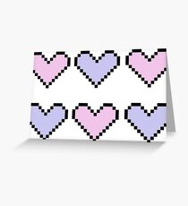geeky pixel hearts in pastel Greeting Card