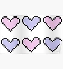 geeky pixel hearts in pastel Poster