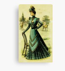 Victorian Lady at Polo Match 1 (Antique Fashion Illustration) Canvas Print