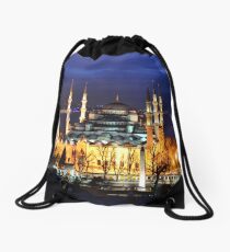 blue mosque istanbul turkey Drawstring Bag
