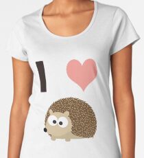 Camiseta premium de cuello ancho I Heart Hedgehogs