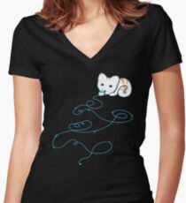 Sweet kitten with wool Women's Fitted V-Neck T-Shirt