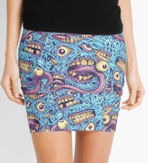 Eyeballs and Teeth Pattern Mini Skirt