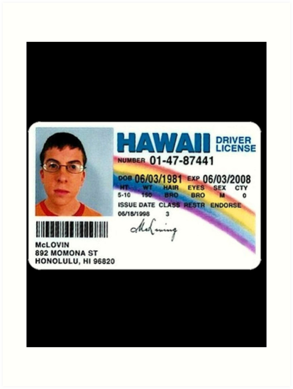 "Superbad McLovin ID" Art Print by FirstPlaceTees | Redbubble