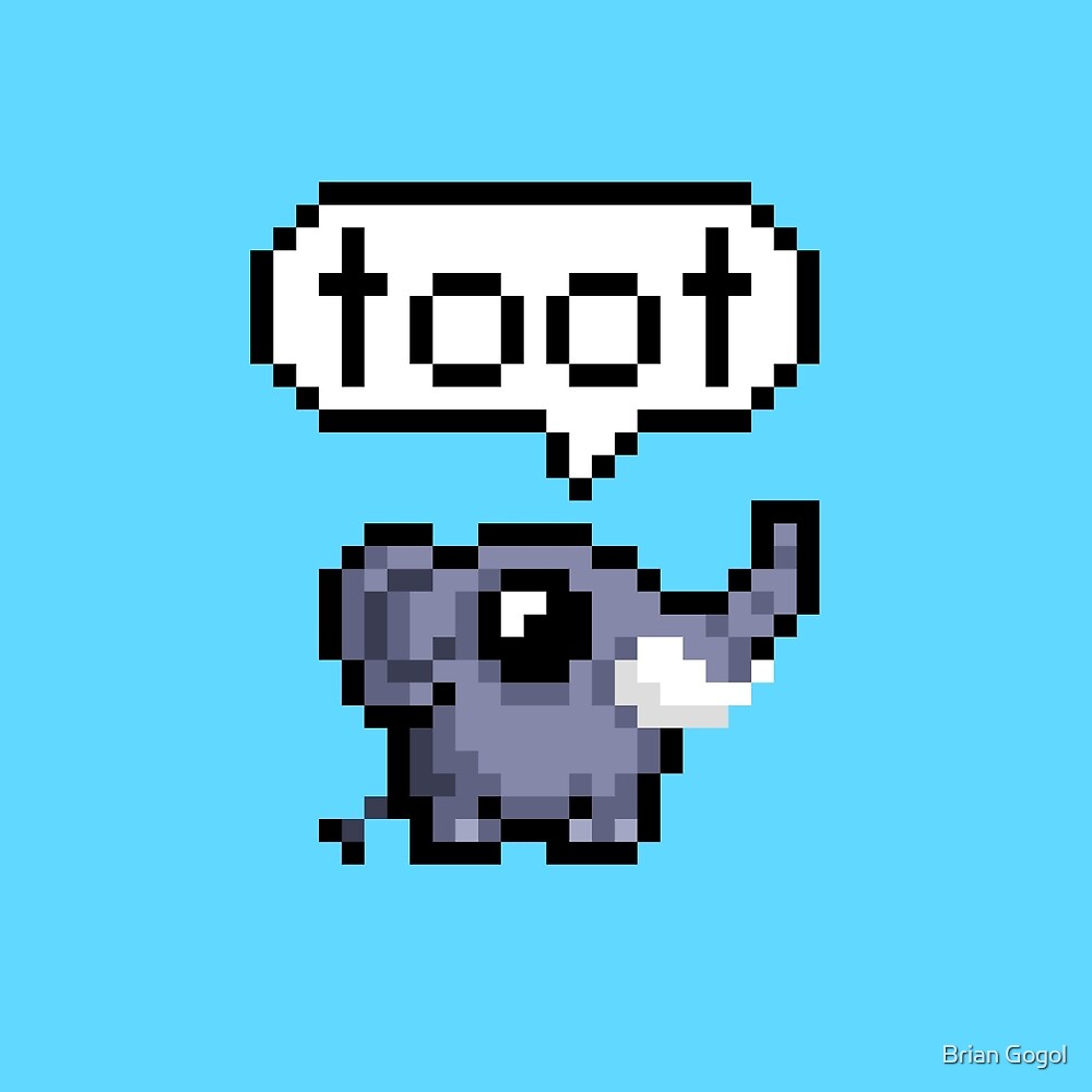 "Cute Elephant Pixel Art" by Brian Gogol Redbubble
