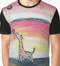 Giraffe Has a Snack Graphic T-Shirt