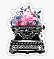 Vintage typewriter, watercolor flowers, flowers, watercolor, writer gift, writer, type, typewriter Sticker