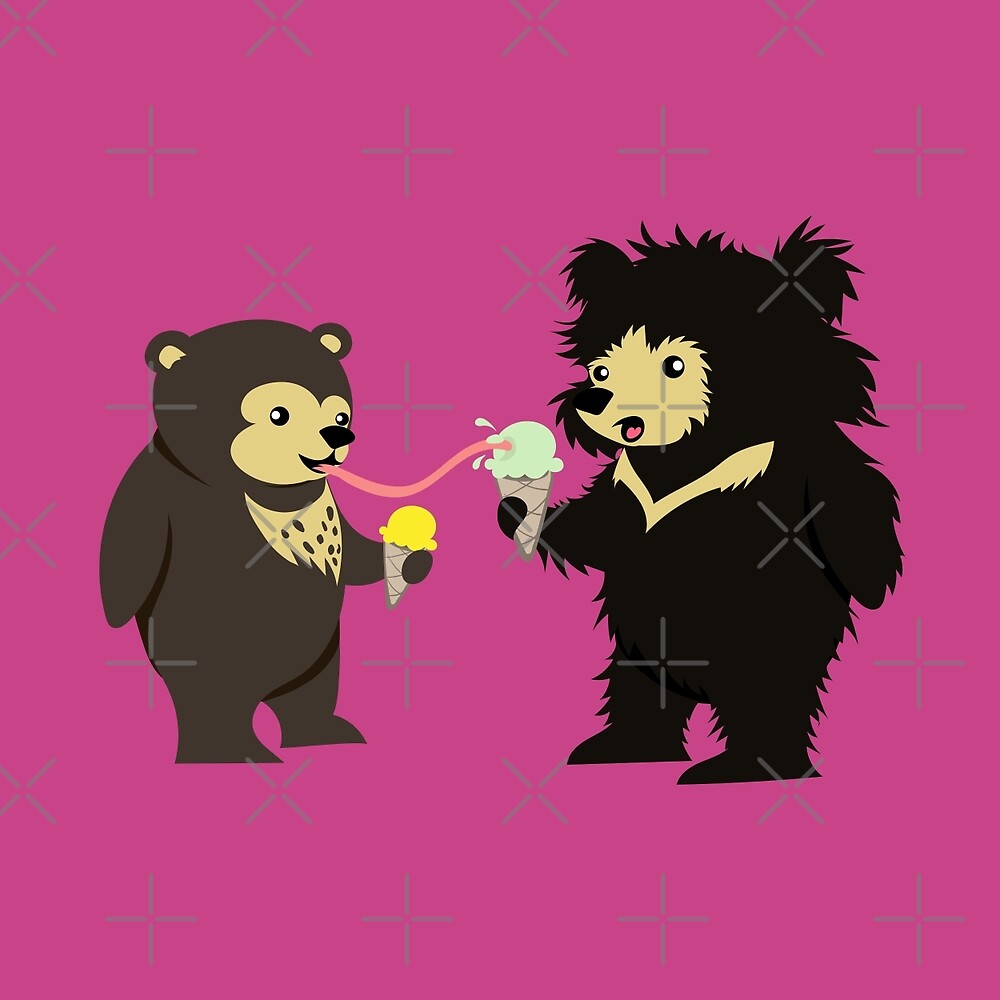 "Sun Bear & Sloth Bear Eating Ice Cream Cones" by PepomintNarwhal